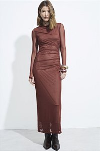 ALANIS VESTIDO TULE BROOKLIN MARROM