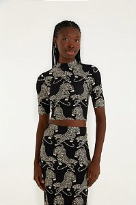 FARM BLUSA CROPPED ESTAMPADA TIGRES