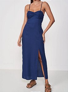 COLCCI VESTIDO LINHO - AZUL DARKNESS