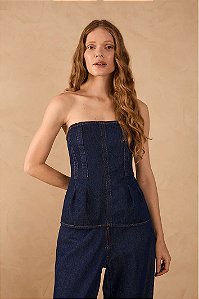 DRESS TO BLUSA JEANS SEM ALÇA JEANS