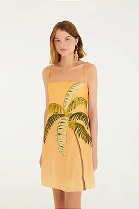 FARM VESTIDO CURTO ITACARE COQUEIRO LARANJA