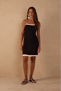 DRESS TO VESTIDO CURTO LINHO SOBREPOSTO - PRETO