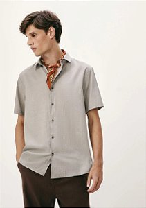 HERING CAMISA MASCULINA MANGA CURTA TEXURIZADA - CINZA