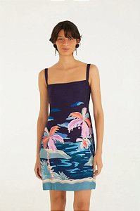 FARM VESTIDO CURTO ESTAMPADO LUAR
