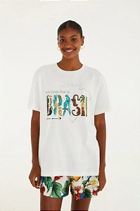FARM T-SHIRT MEDIA SOY BRASIL OFF WHITE