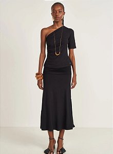 COLCCI BLUSA SLIM UMA MANGA COM FRANZIDO LATERAL - PRETO