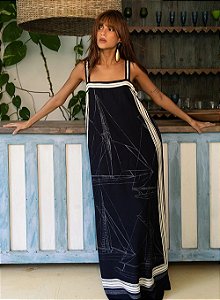 FORUM VESTIDO LONGO AMPLO ESTAMPADO BOATS