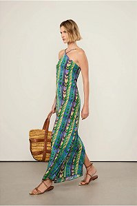 ANIMALE VESTIDO MIDI CHEVRON COLAGEM