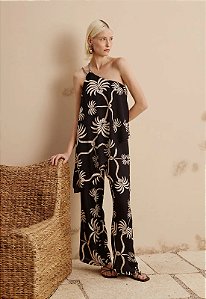 CACAY CALÇA PANTALONA CÓS ELASTICO COSTAS ESTAMPADA CARNAÚBA