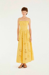 FARM VESTIDO LONGO LAISE BUQUE AMARELO UMBU