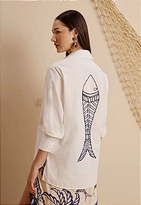 CACAY CAMISA BORDADO PEIXE - BRANCO