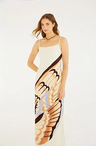 FARM VESTIDO MIDI ASA DE BORBOLETA