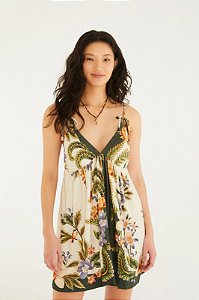 FARM VESTIDO CURTO NATUREZA FLORAL VERDE