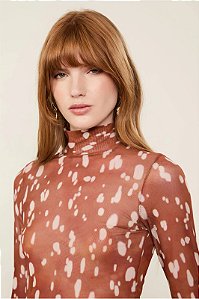 ANIMALE BLUSA GOLA ALTA DE TULE COLOR