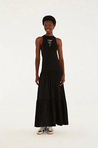 FARM VESTIDO CROPPED MARIAS BORDADO COQUEIRO PRETO