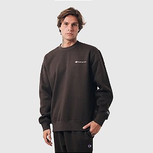 CHAMPION MOLETOM CREWNECK ATHLETIC C LOGO COFFEE