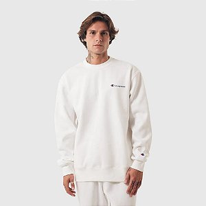CHAMPION MOLETOM CREWNECK ATHLETIC SCRIPT OFF WHITE
