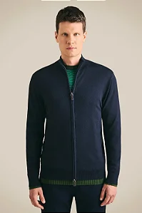 RESERVA TRICOT FULL ZIPER MESCLA TOUCH MARINHO