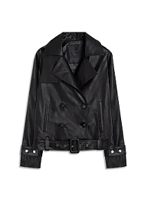 ELLUS VEGAN LEATHER COATS DOUBLE BREASTED