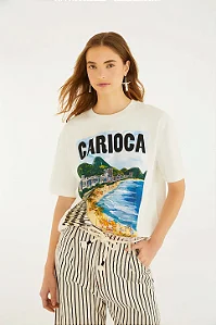 FARM TSHIRT MEDIA PAISAGEM CARIOCA OFF WHITE
