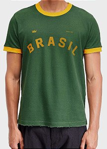 OSKLEN T-SHIRT SLIM BRAZIL COPA MC VERDE