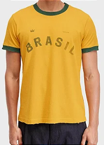 OSKLEN T-SHIRT SLIM BRAZIL COPA MC AMARELO