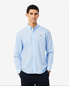 LACOSTE CAMISA MODELAGEM RETA EM POPELINE STRETCH