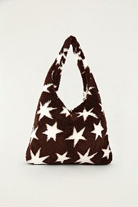 FARM ETC BOLSA ATOALHADA FLEECE ESTRELA MARROM