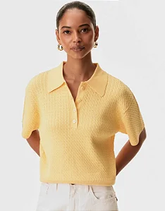 SHOULDER BLUSA TRICOT POLO CABLE
