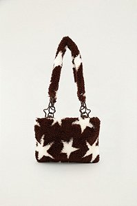 FARM ETC BOLSA FLAT FLEECE ESTRELAS MARROM