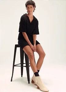 CANTAO SAIA CURTA TRICO PELINHO PRETO