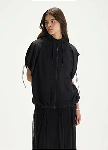 CANTAO COLETE MOLETOM NYLON PRETO