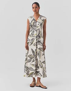 SHOULDER VESTIDO MIDI FLOR LINHAS