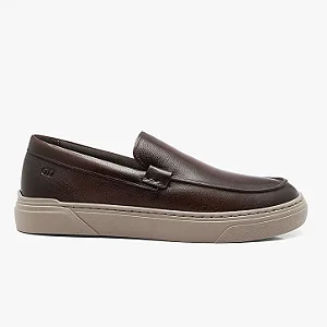 DEMOCRATA TENIS MASCULINO BILL SLIP ON COURO MARROM