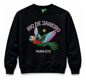 FARM CASACO MOLETOM AVIACAO ARARA PRETO