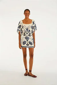FARM VESTIDO CURTO ESTAMPADO SONHO DE CONCHA