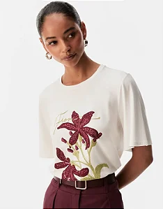 SHOULDER T-SHIRT FIORE BORDADO