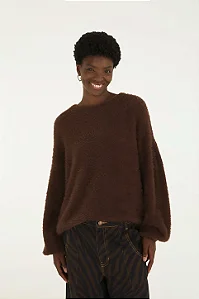 FARM PULL TRICOT PELINHO MARROM CHOCOLATE
