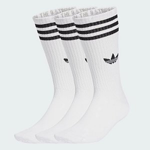ADIDAS MEIAS TRES LISTRAS HIGH CREW 3 PARES WHITE