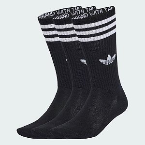 ADIDAS MEIAS TRES LISTRAS HIGH CREW 3 PARES BLACK