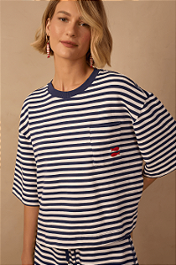 DRESS TO BLUSA MOLETOM ESTAMPA LISTRA COM BORDADO