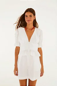 FARM BLUSA DECOTE BRANCO TELA
