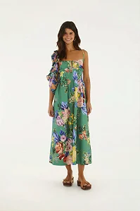 FARM VESTIDO MIDI ALCA FLORAL LENI