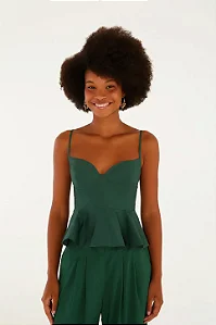 FARM BLUSA CAMPONESA ALCAS VERDE ESTANDARTE