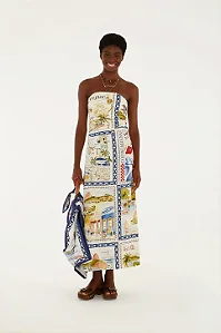 FARM VESTIDO MIDI ESTAMPADO RIO A DENTRO