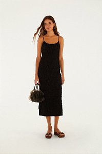 FARM VESTIDO LONGO TEXTURA PRETO