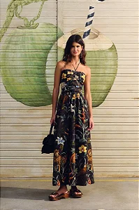 FARM VESTIDO MIDI FAUNA NOTURNA