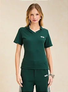 ADIDAS FORUM POLO EM PIQUET PIMA VERDE MALAC