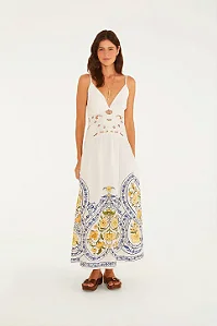 FARM VESTIDO LONGO BORDADO ROMANCE BOHO