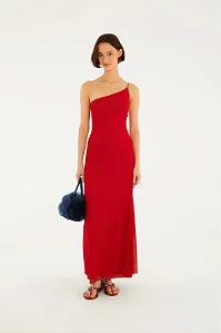 FARM VESTIDO LONGO OMBRO SO VERMELHO